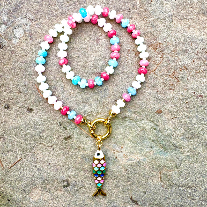 Trend Lab -Abacus Bead Carabiner Charm Necklace 9/23