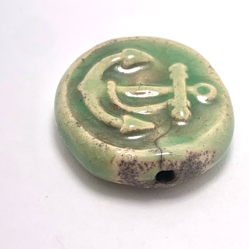 Anchor Ceramic Bead by Keith O'Connor, 26mm Green