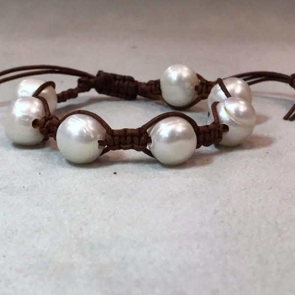 Pearl & Leather Macrame Bracelets  Thursday 7/11