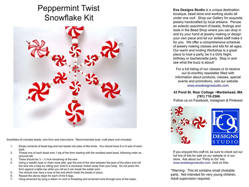 Peppermint Twist Beaded Snowflake Kit