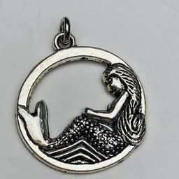 Mermaid in a Ring Charm, Silver