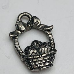 Egg Basket Charm, Silver