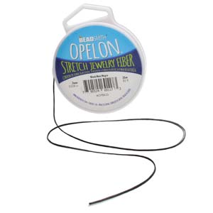 Opelon Floss Beading Cord 0.7mm 25 yard spool, Black  Elastic Cord for Stretch Bracelets