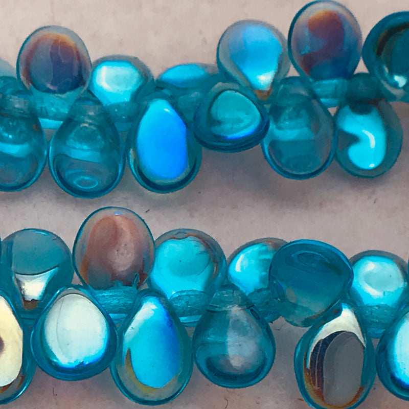 Aqua AB Pip Czech Glass Bead 7mm