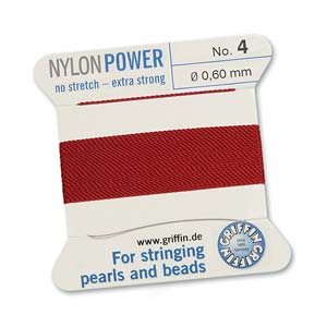 Griffin Nylon Beading Cord. Garnet