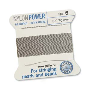 Griffin Nylon Beading Cord, Grey