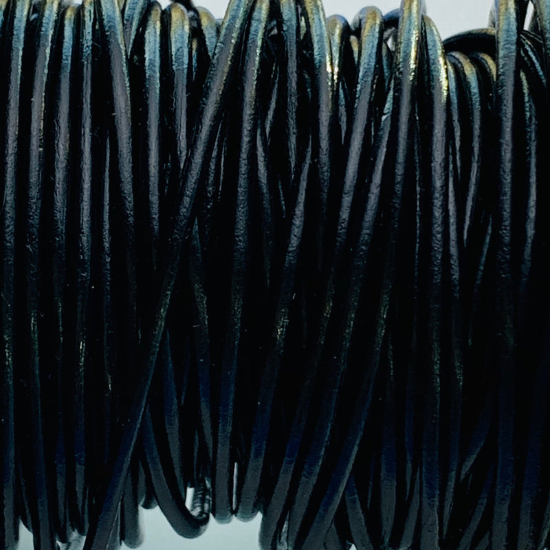 Black Leather Cord 2mm, 1 Yard