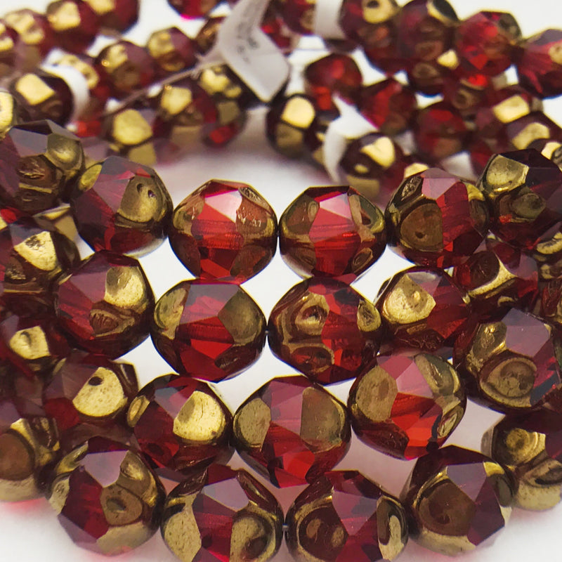 Baroque Czech Glass Beads, 10mm, Ruby Picasso