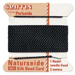 Griffin Silk Beading Cord for Knotting & Stringing, Black