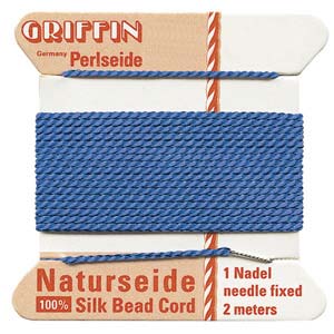 Griffin Silk Beading Cord for Knotting & Stringing, Blue