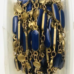 Brass and Lapis Beaded Chain