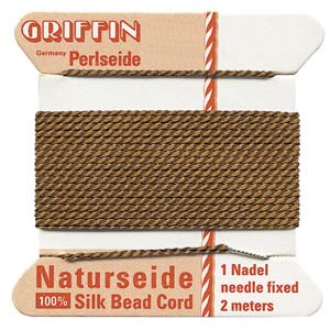 Griffin Silk Beading Cord for Knotting & Stringing, Brown