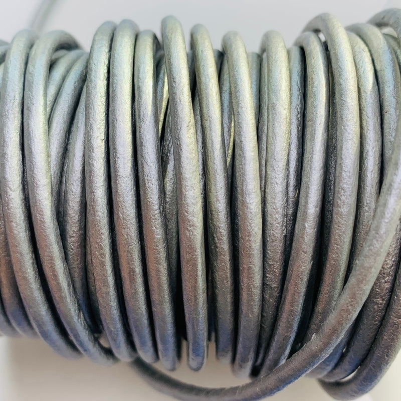 Cement SIlver Leather Cord 3mm, 1 Yard