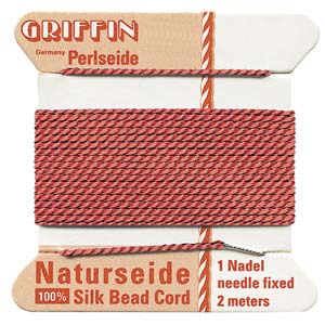 Griffin Silk Beading Cord for Knotting & Stringing, Coral