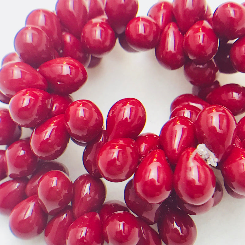 Drop Czech Glass Beads, 5x7mm, Dark Red
