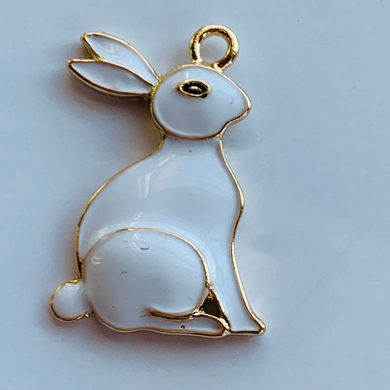 Bunny White Enamel Charm