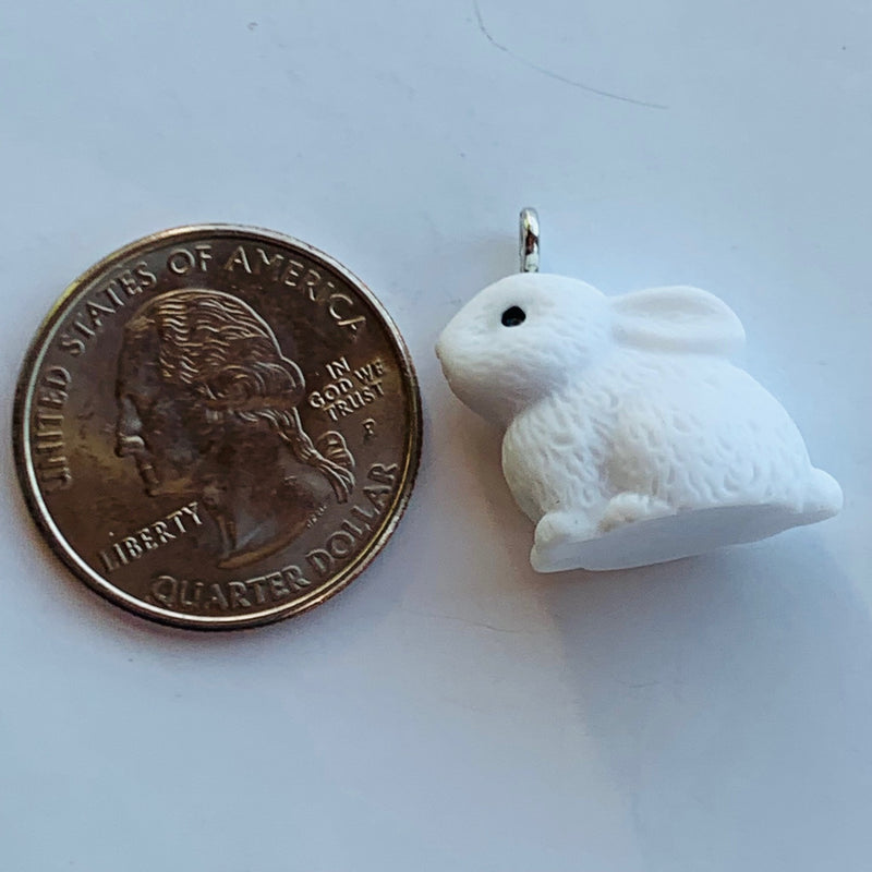 Fluffy Bunny Hard Resin Orange Charm