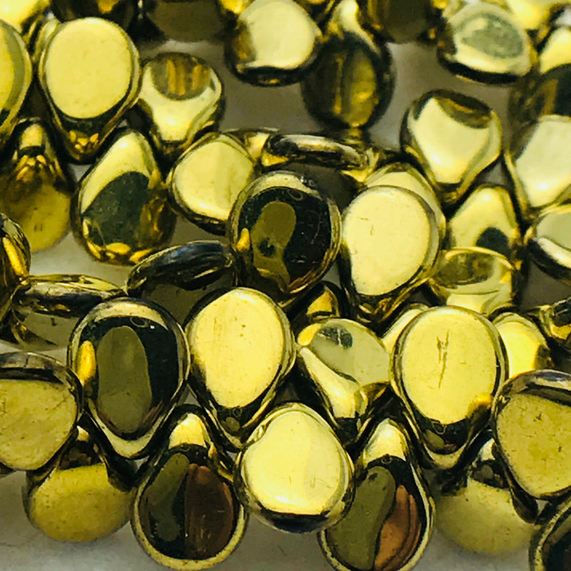 Gold Pip Czech Glass Bead 7mm