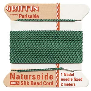 Griffin Silk Beading Cord for Knotting & Stringing, Green