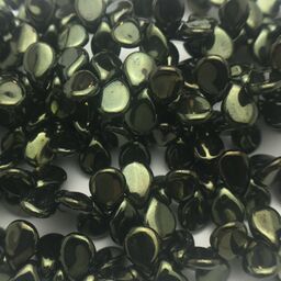 Green Metallic Iris Pip Czech Glass Bead 7mm