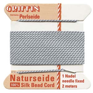 Griffin Silk Beading Cord for Knotting & Stringing, Grey