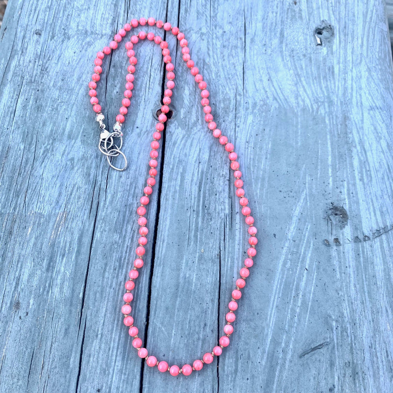 Tiny Coral Knotted Necklace