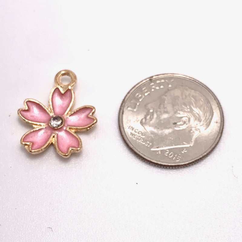 Pink Daisy Flower Charm, 19mm