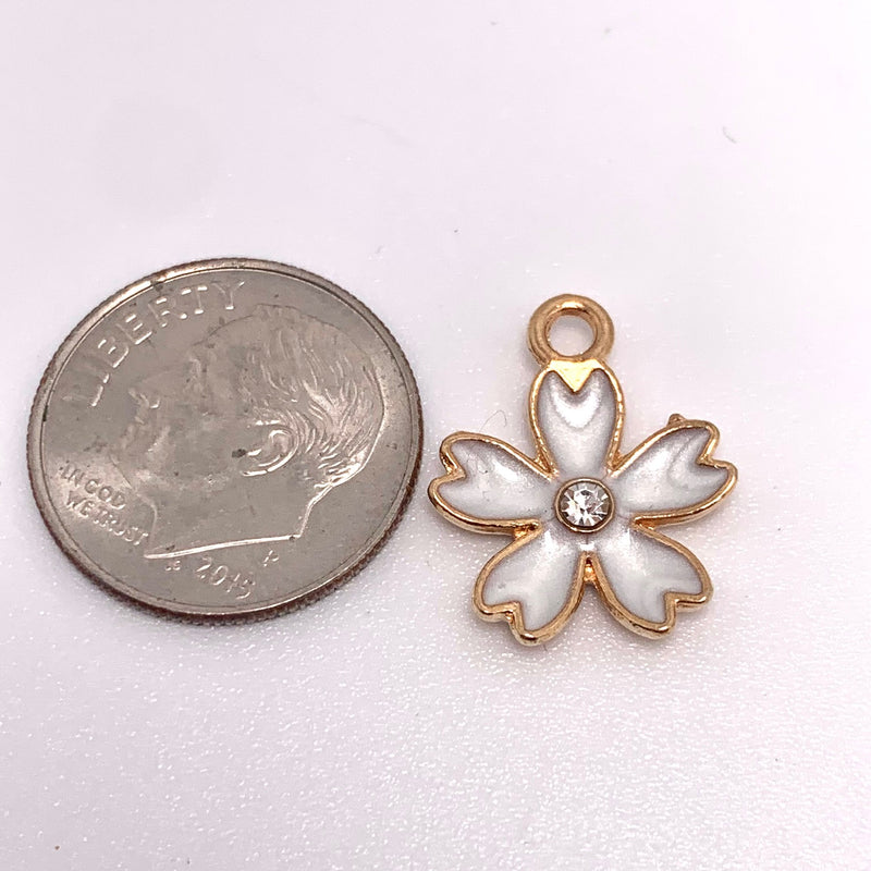 White Daisy Flower Charm, 19mm