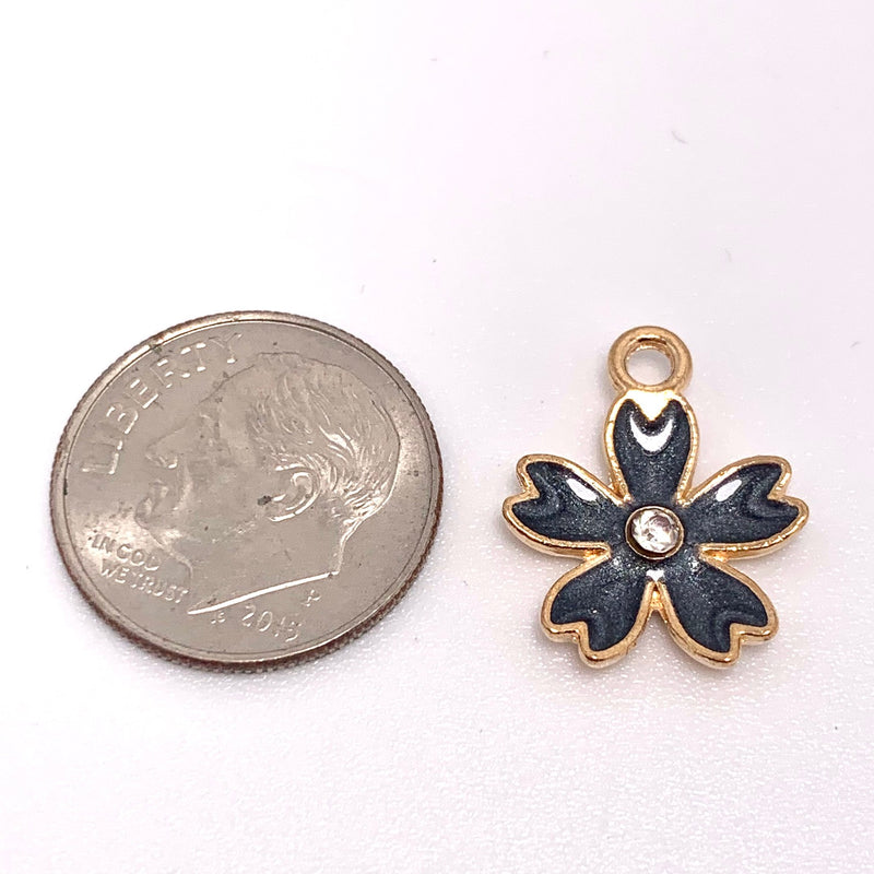 Grey Daisy Flower Charm, 19mm