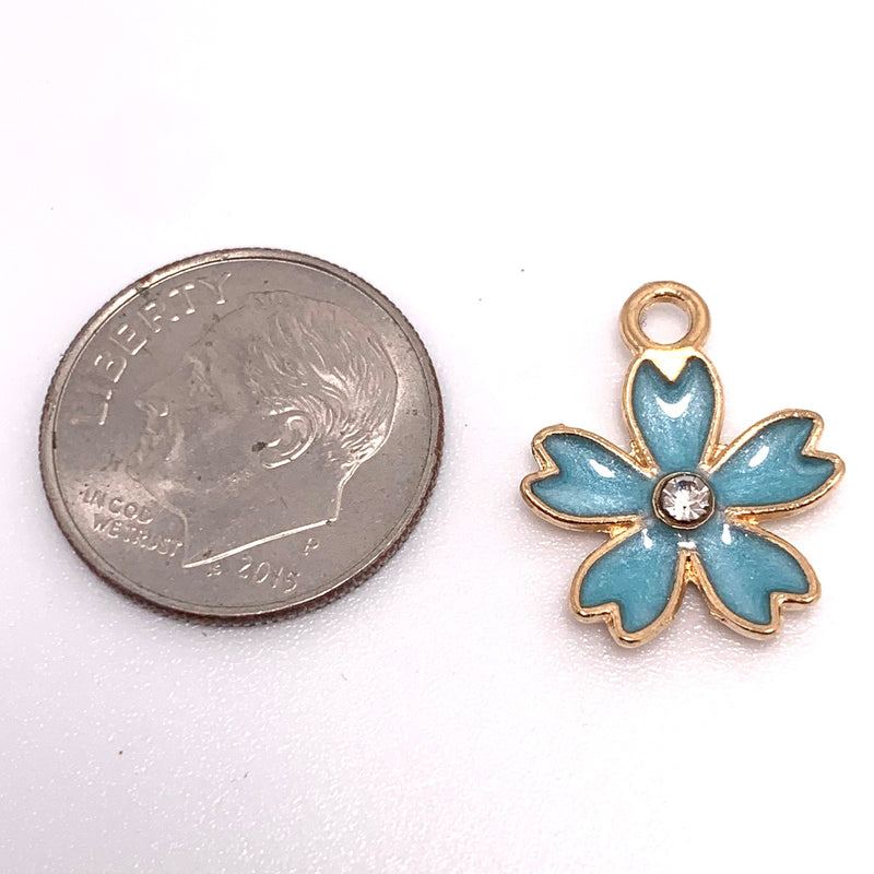 Blue Daisy Flower Charm, 19mm