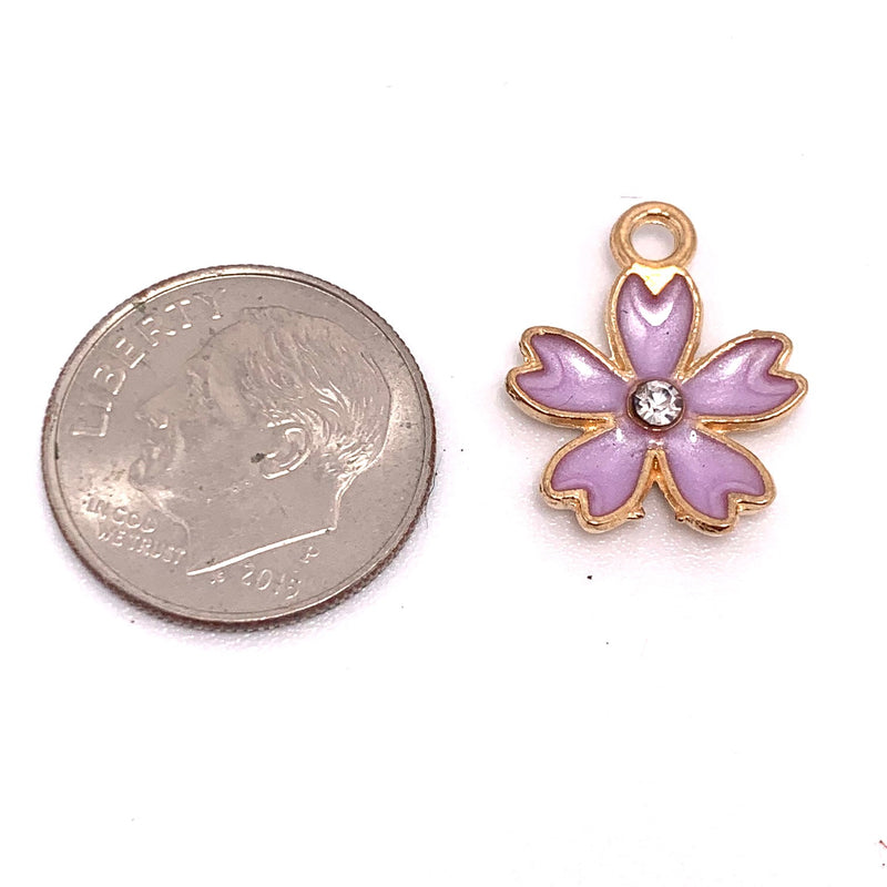 Lilac Daisy Flower Charm, 19mm