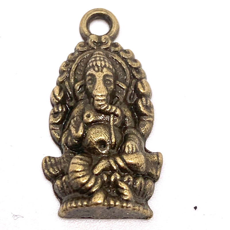 Antique Brass Ganesh Charm, 25mm