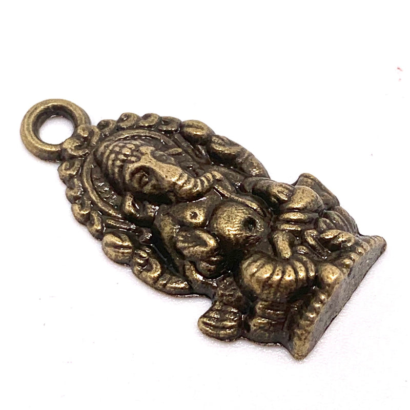 Antique Brass Ganesh Charm, 25mm