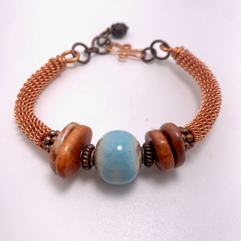 Twisted Copper & Ceramic Bangle