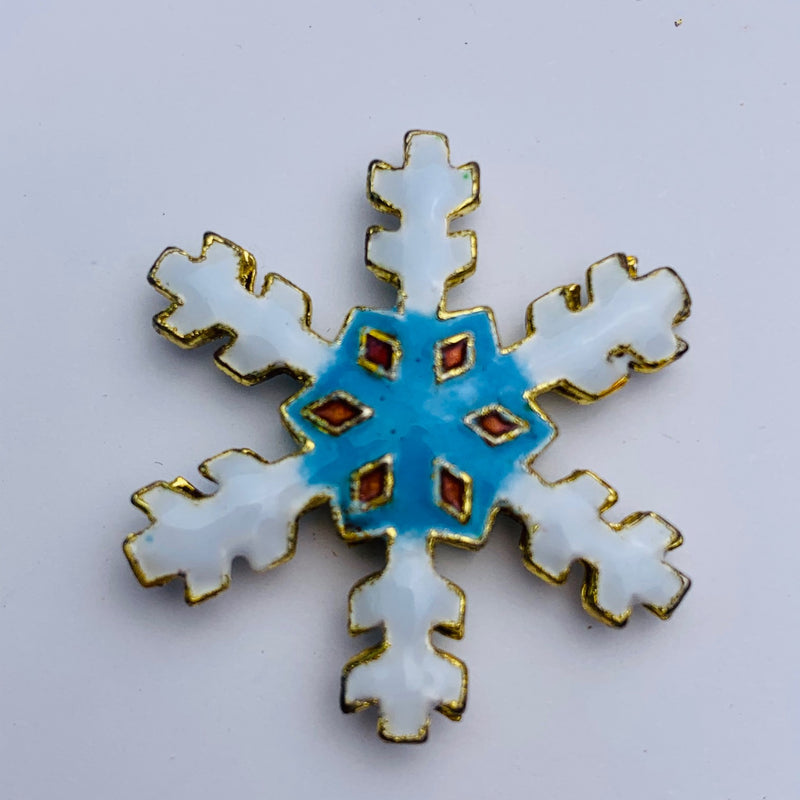 Cloisonné  Snowflake Bead Turquoise Center, 24mm