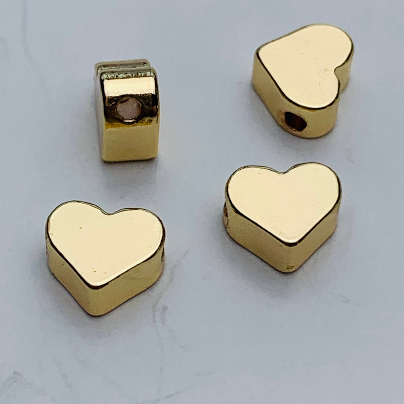 Gold Heart Spacer Bead, Silver