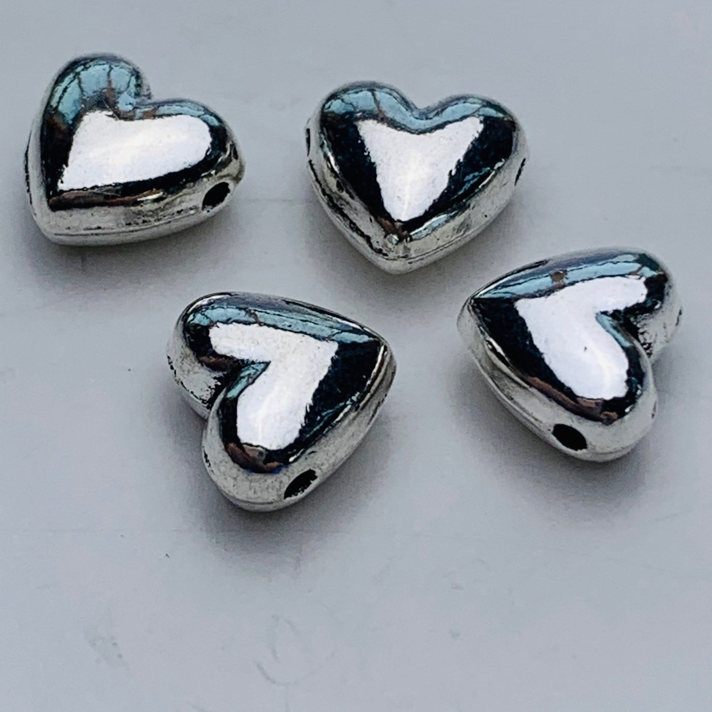 Silver Plated Small Heart Spacer Beads