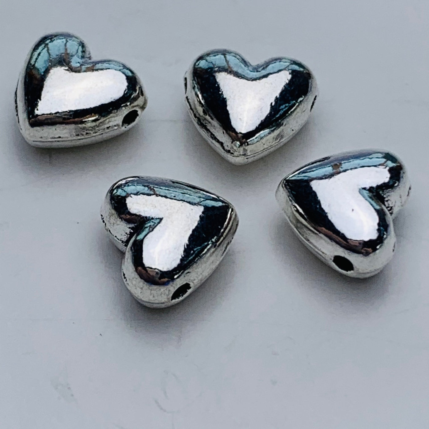 Silver Puffed Heart Spacer Bead Silver EOS Designs Studio