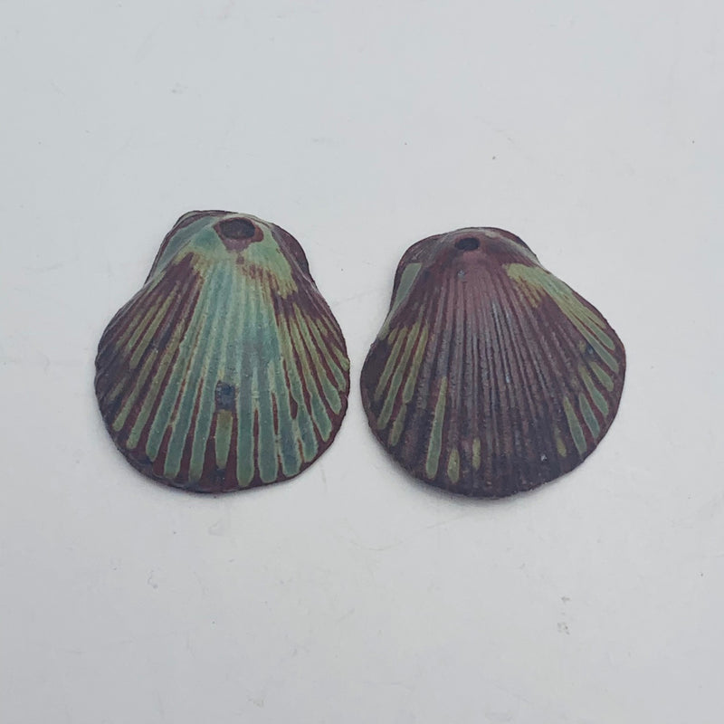 Scallop Shell Pendant Pairs by Keith OConnor, Stoneware 22mm