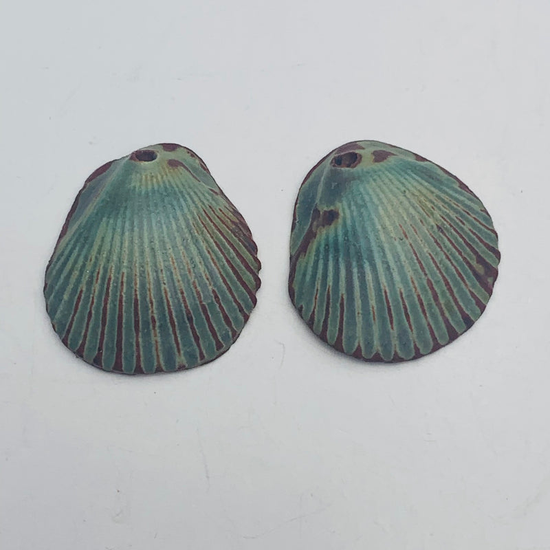 Scallop Shell Pendant Pairs by Keith OConnor, Stoneware 22mm