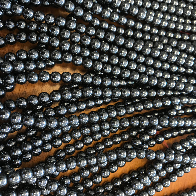 Hematite Round Stone Beads, 4mm