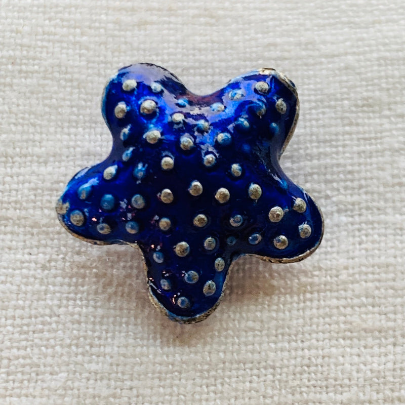 Blue Cloisonne starfish bead for jewelry making