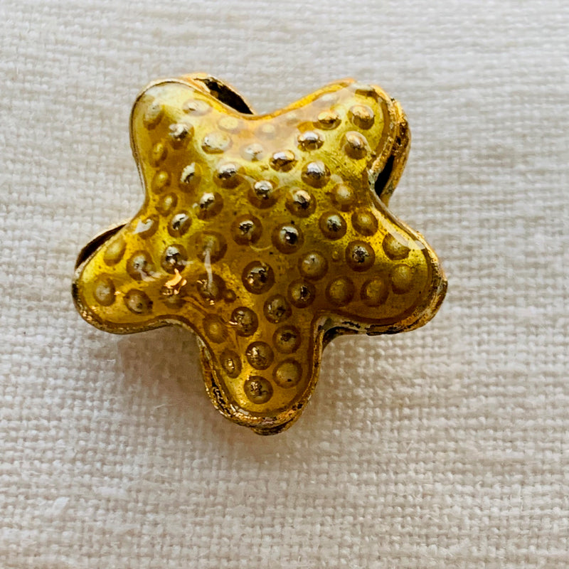 Cloisonne Starfish Bead, Gold 20mm