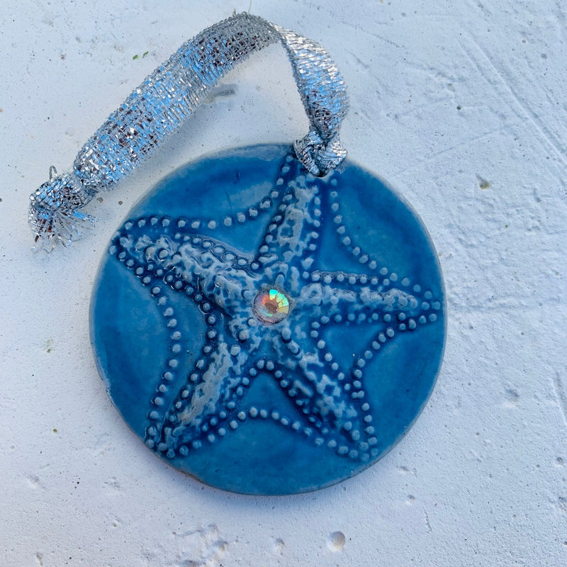 Starfish Porcelain Ornament by Keith OConnor, Naval Blue