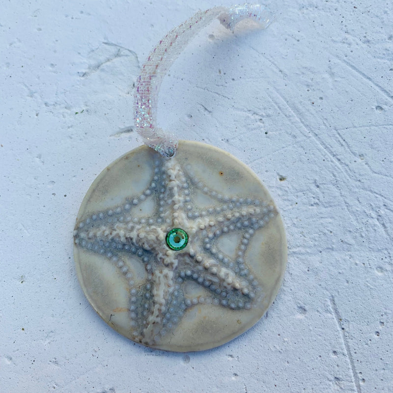 Starfish Porcelain Ornament by Keith OConnor, Cream 2inch