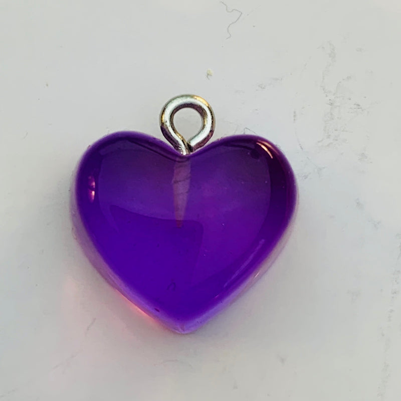 Gummy Puffed Heart Charm, Purple