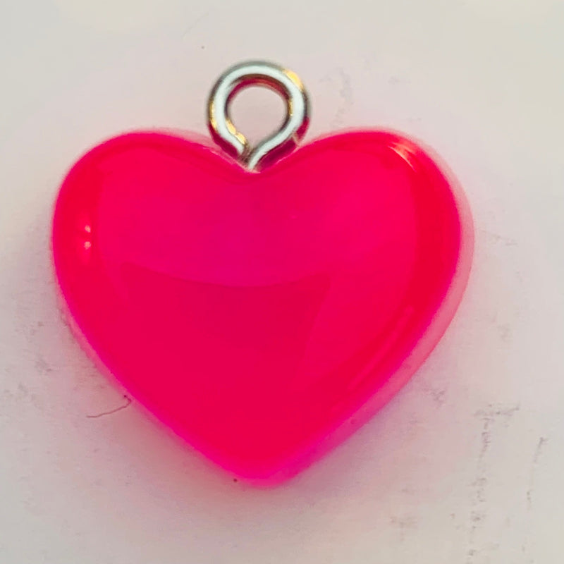 Gummy Puffed Heart Charm, Pink valentines day