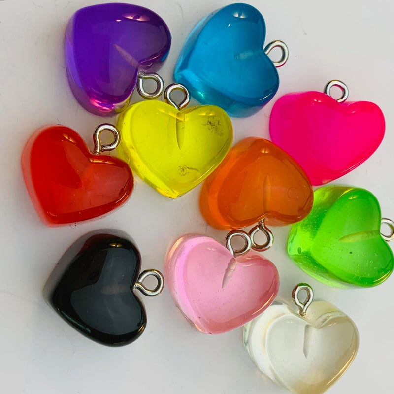 Gummy Puffed Heart Charm, Pink valentines day