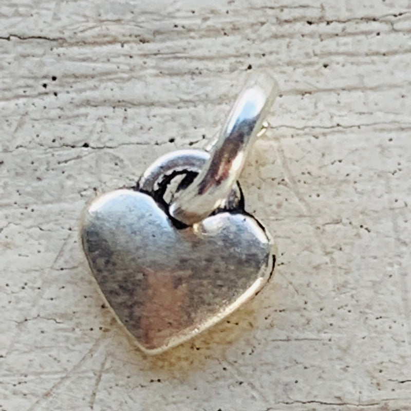 Tiny Heart Charm, Silver