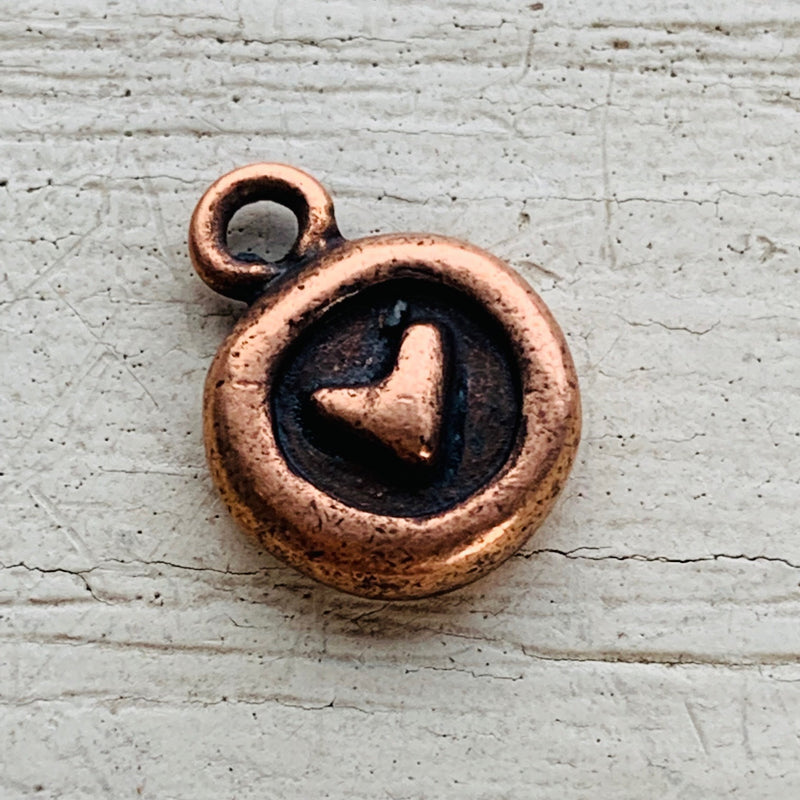 Embossed Heart and Circle, Antique Copper